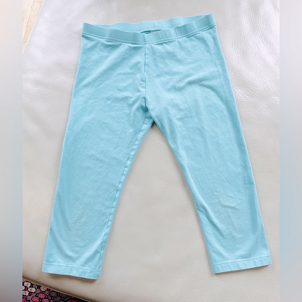4/$20💥10-12 Aquamarine Blue Capri Leggings / Cropped Tights, Smooth 100% Cotton